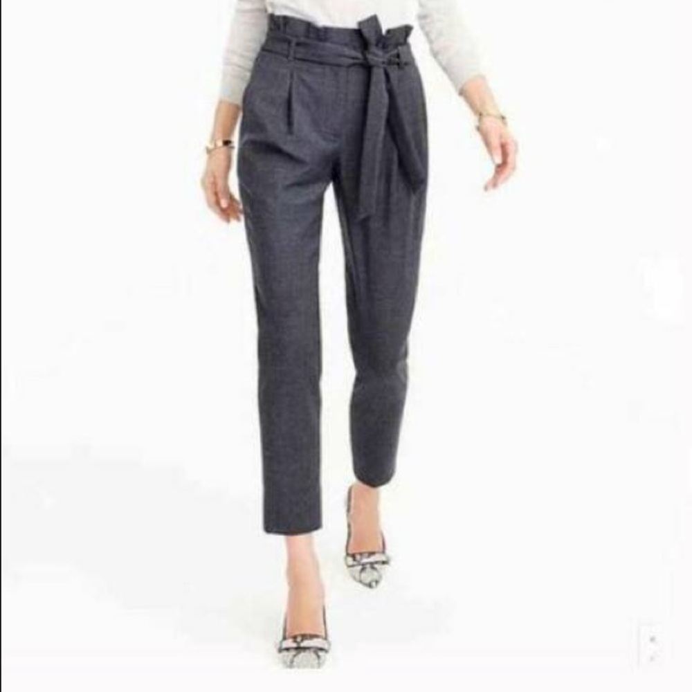 NWT J.Crew Dark Gray paper bag trouser. Size 8.